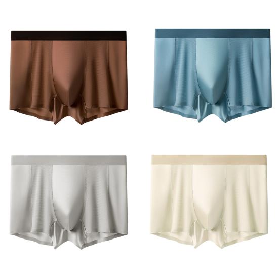 Men Boxer Underwear Mid-rise Tight Cut High Elasticity Shorts Briefs Breathable Holes Design U-Convex Smooth Panties