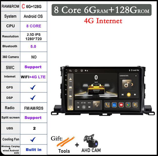 Android 14 For Toyota Highlander Kluger 3 XU50 2013-2019 Car Audio Player Autoradion Radio Video Multimedia Stereo Carplay Head