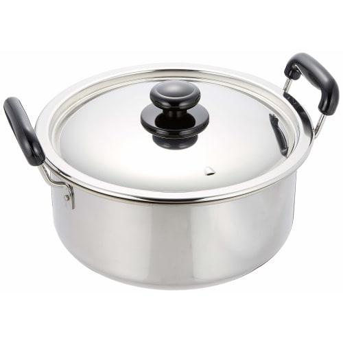 Endo Shoji Commercial-Grade Plastic Handle Thick Plate Practical Pot, 27cm, Induction Cooker Compatible, 18-0 Stainless Steel Body, 18-8 Stainless Ste