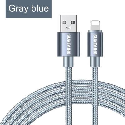 Storlek 1M - 2.4A USB-kabel för iPhone X laddarkabel för iPhone XR MAX XS 8 7 6 plus 5 s datakabel - grå