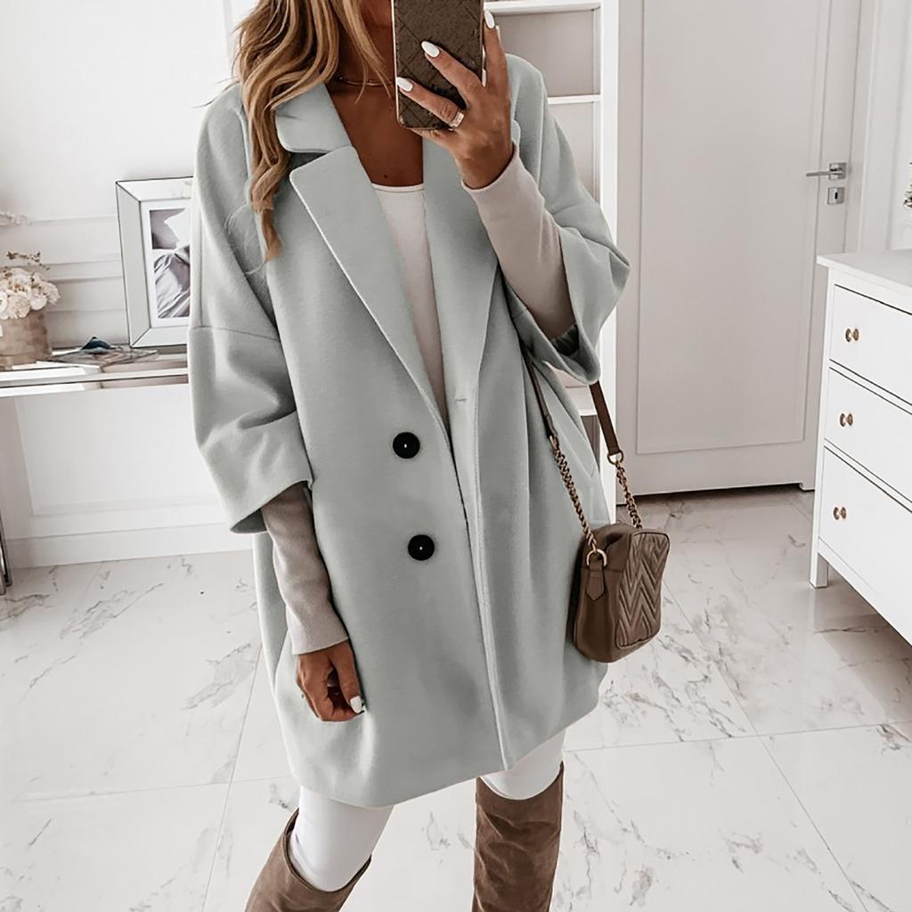 Frau Künstliche Wolle Elegante Mischung Mantel Schlanke Weibliche Lange Mantel Oberbekleidung Jacke