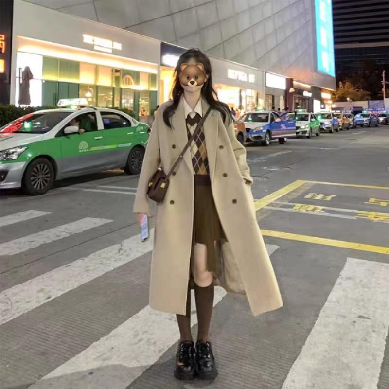 Womens Wool Blend Coat Longline Tailored Fit Elegant Office Chic Winter Outerwear
