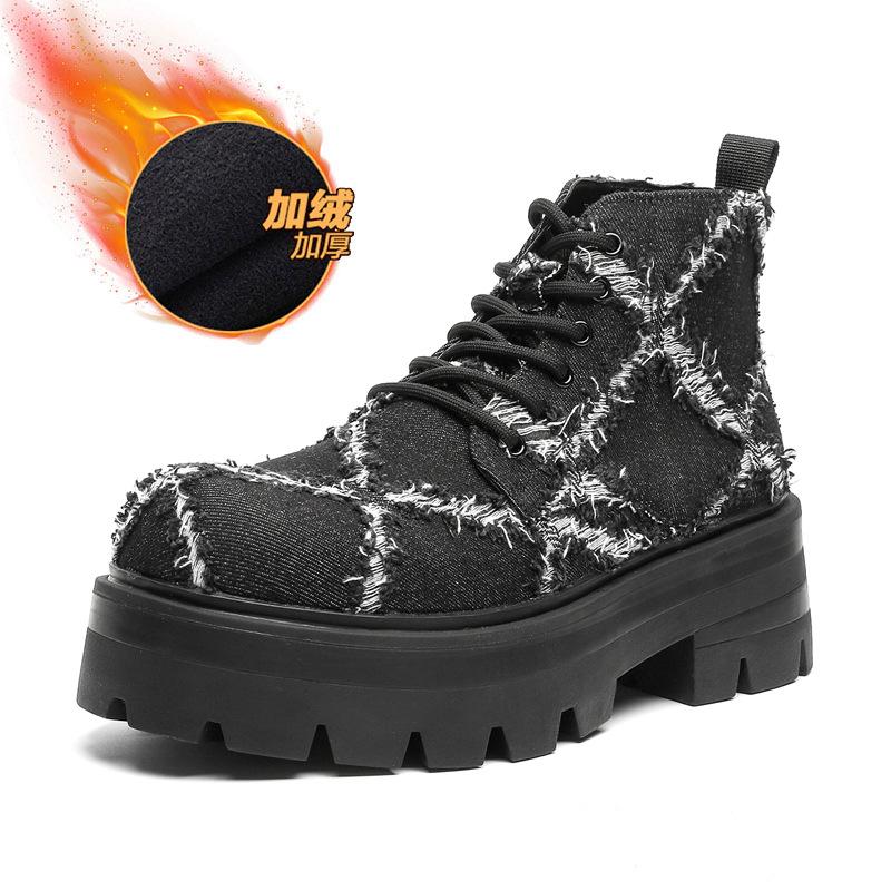 

2025 новая мужская обувь платформа увеличивающая рост ботинки Мартина модный тренд универсальные повседневные короткие рабочие ботинки 77067-R 44