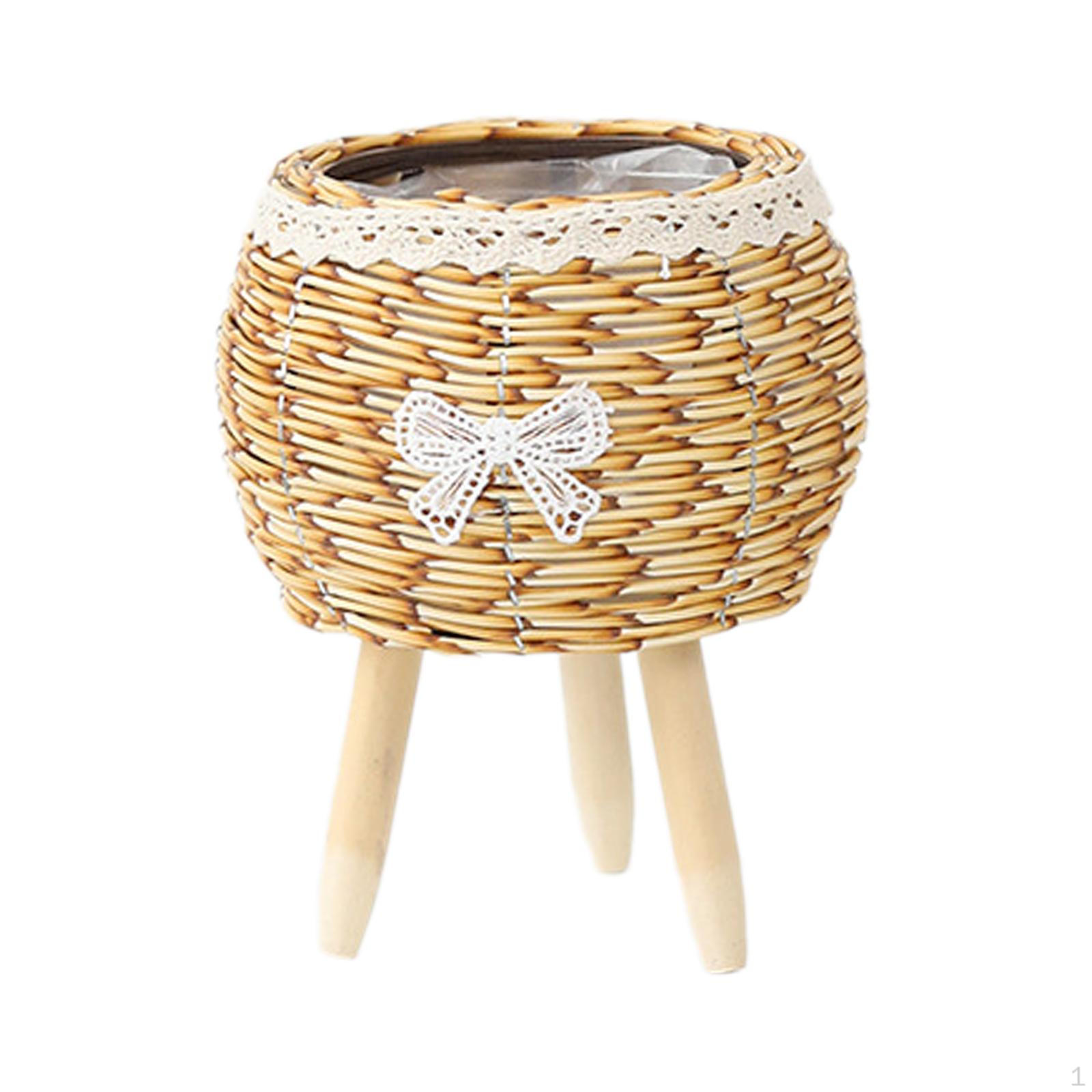 

Кошик для рослин з ніжками. Кашпо. Сучасний квітковий горщик із ротанга для готельного ресторану