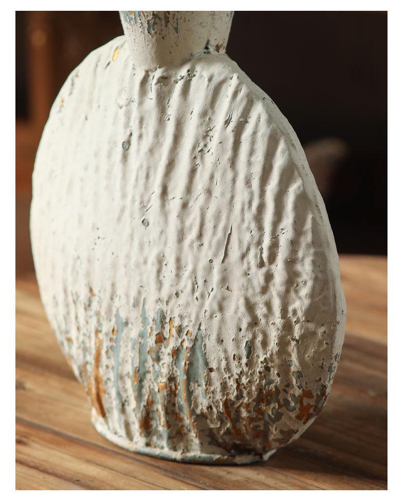 Retro Terracotta and White Vase for Dried Flowers, Home Decor Ornaments for Living Room