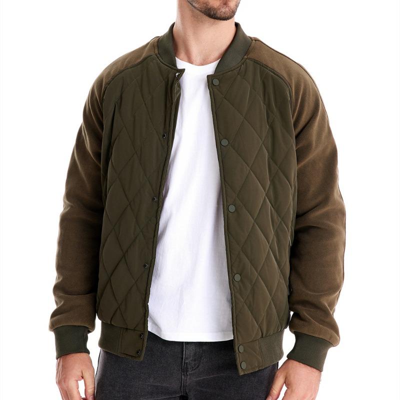 Men’s Fleece Lined Quilted Raglan Sleeve Casual Jacket