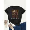Women Plus Size Letter Print Casual Short Sleeve T-Shirt