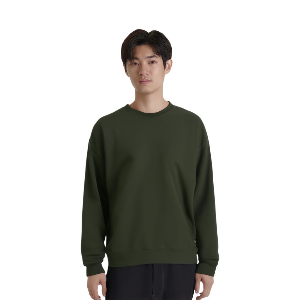 Nike Solid Color Crewneck Long Sleeve Sweatshirt Men sweatshirt Olive-Green FQ3553-355