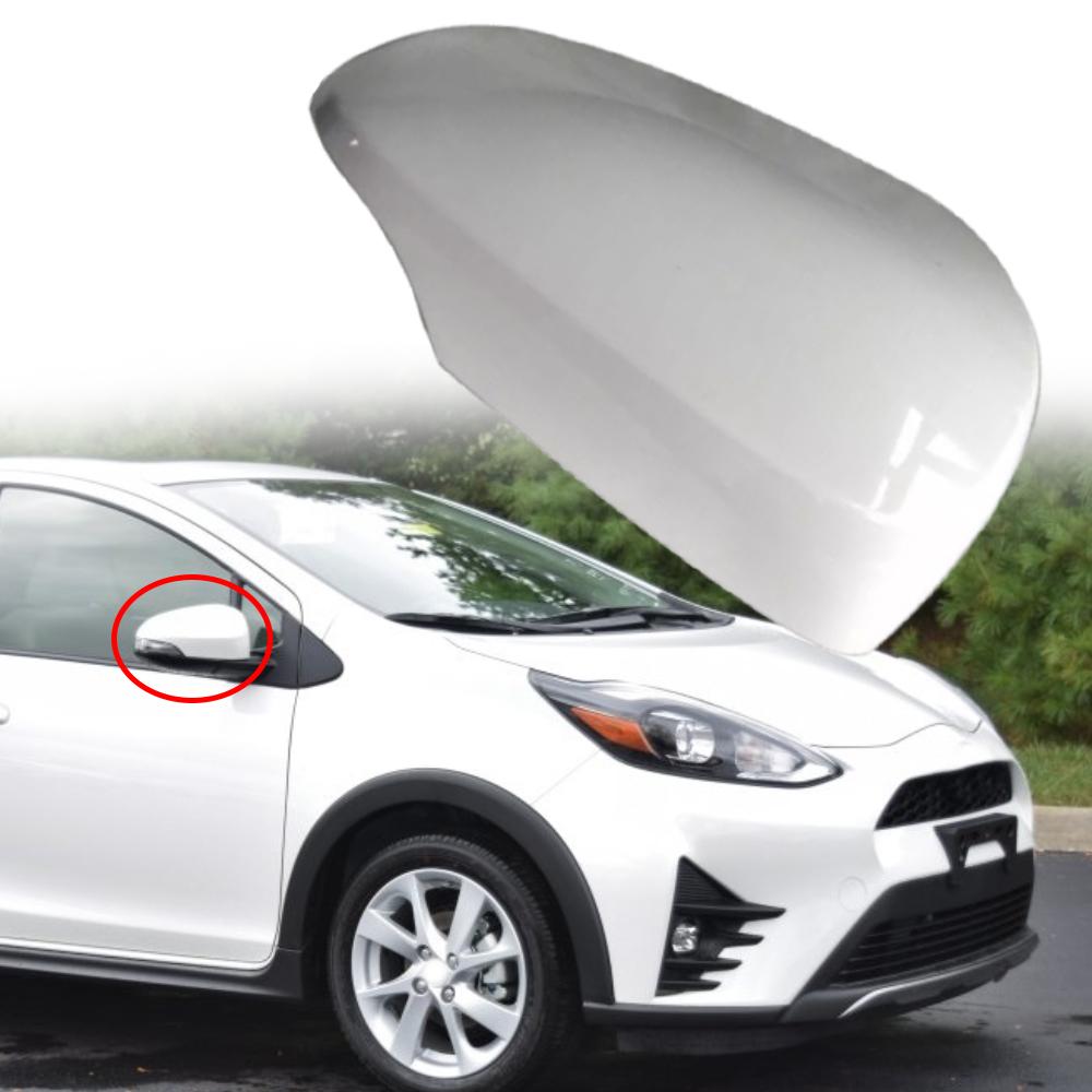 1Pc Car Door Side Wing Mirror Rearview Mirror Cover Cap Black/ White for Toyota Prius C 2012 2013 2014 2015 2016 2017 2018