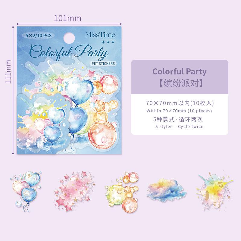 10pcs/lot Kawaii Stationery Stickers flowing light and overflowing colour Junk journaling stickers Scrapbooking Supplies
