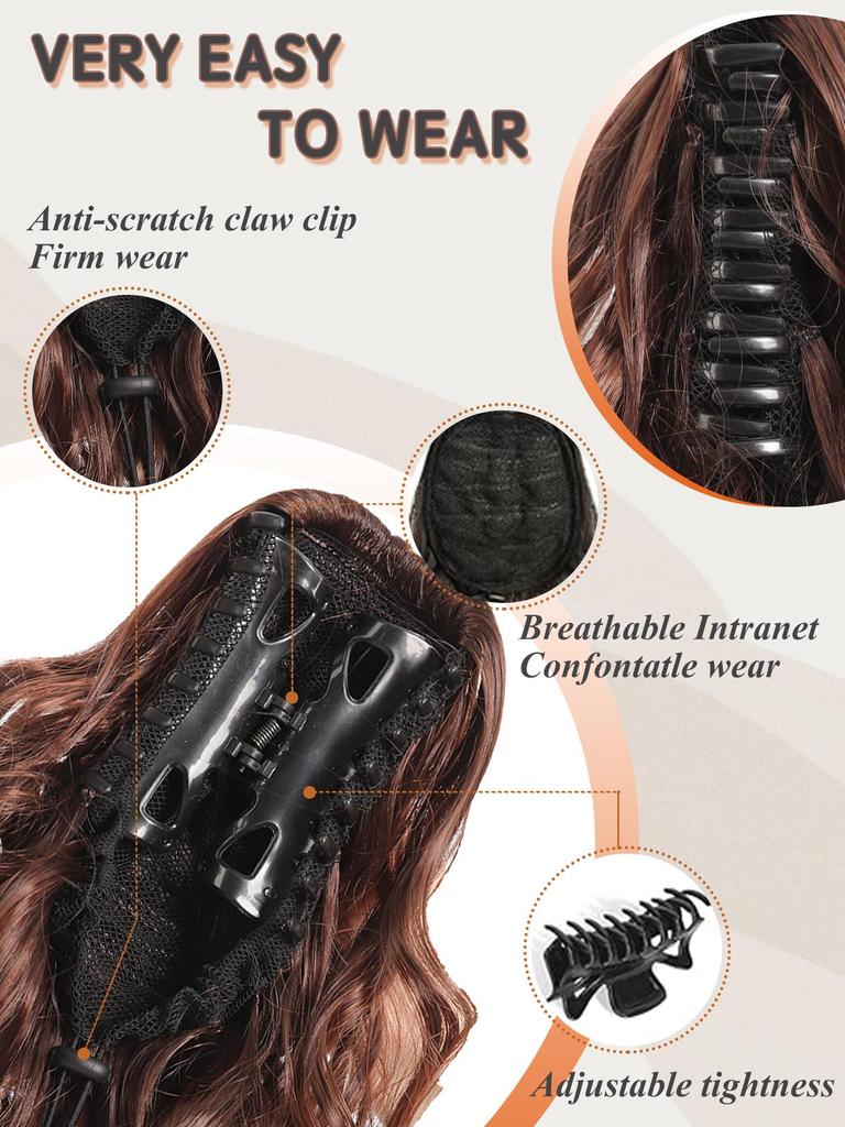 Synthetic 10Inch Ponytail Claw Clip Ponytail Extensions Short Curly Ponytail Ladies Black Brown Hair Clip for Women