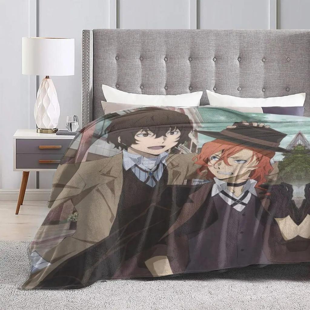 Bungo Stray Dogs Blanket Japan Cartoon Hat Camping Flannel Bedding Throws Super Warm Outdoor Design Bedspread Gift Idea