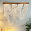 Decorazione da Parete Boho Arazzo Boemo Arte da Parete Fatta a Mano con Nappa Grande Sfondo in Corda di Cotone Intrecciata per Soggiorno Camera da Letto Asilo