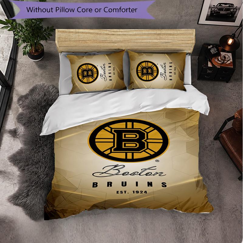 Set Biancheria da Letto Boston Bruins in Microfibra 3 Pezzi Copripiumino Decorativo per Camera da Letto Uso Domestico