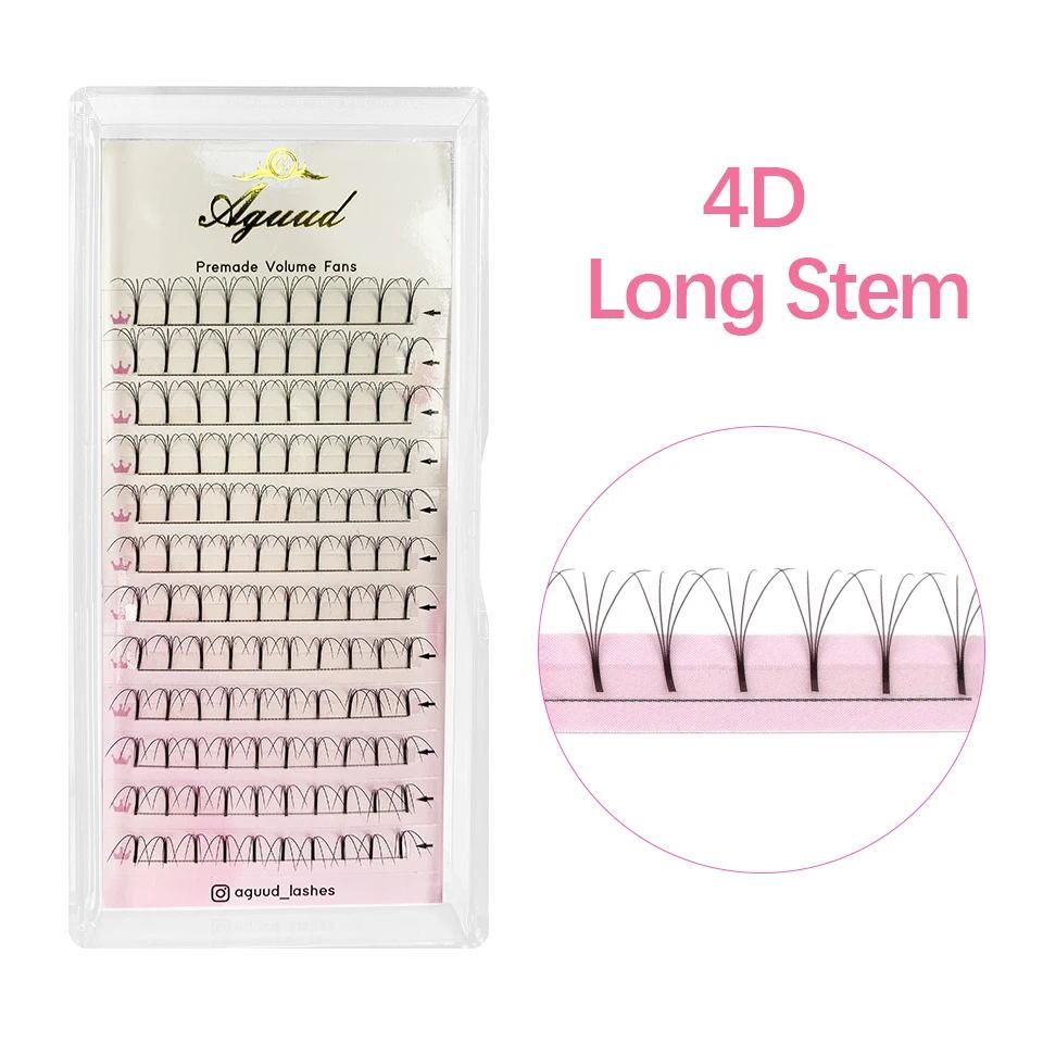 AGUUD 3D/4D/5D/6D Premade Volume Fans Fluffy Lashes Long Stem Russian Volume Eyelashes Extension Soft Matte Black Premade Fans