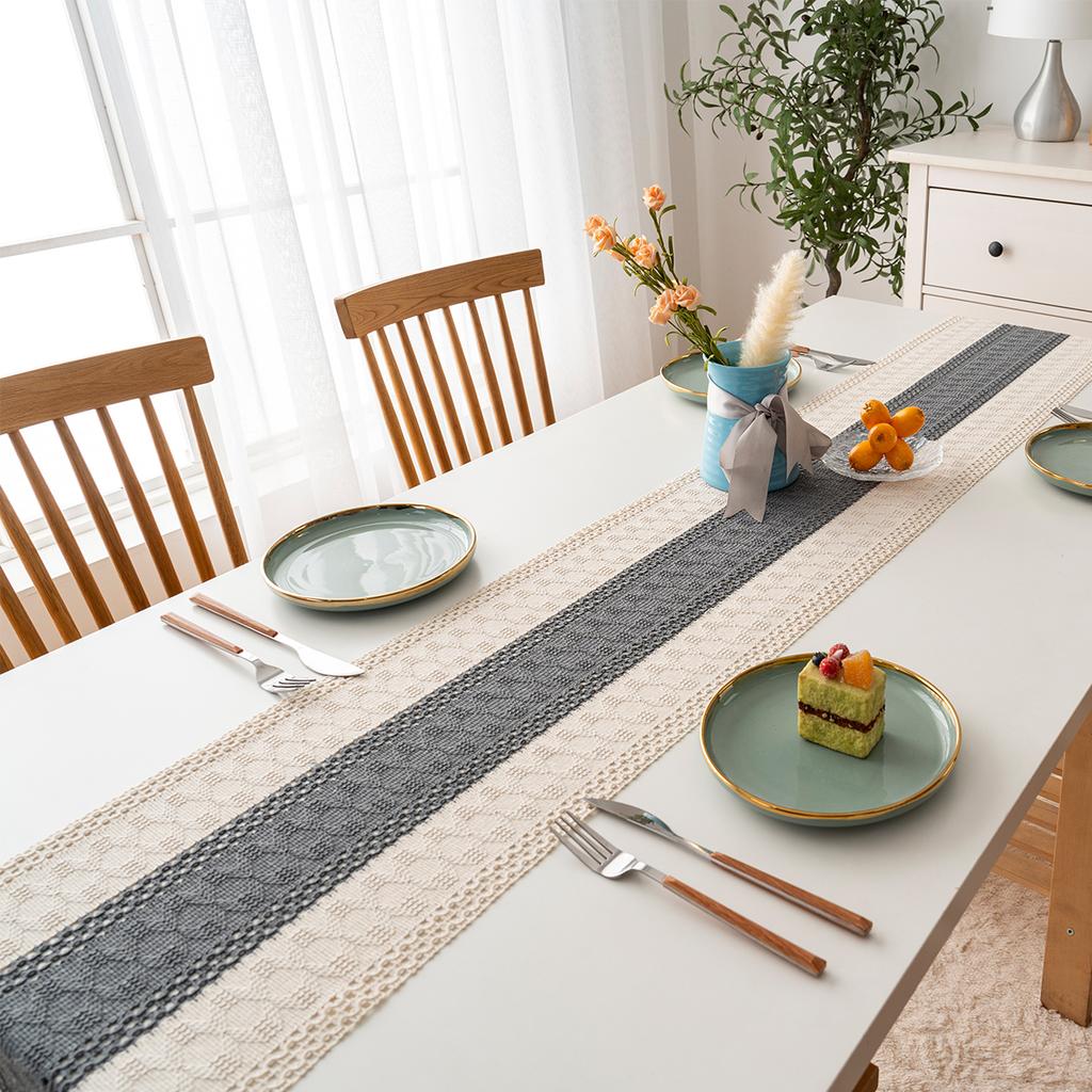 Böhmisch Rustikal Hochzeit Brautparty Abendessen Baumwolle Leinen Tischläufer