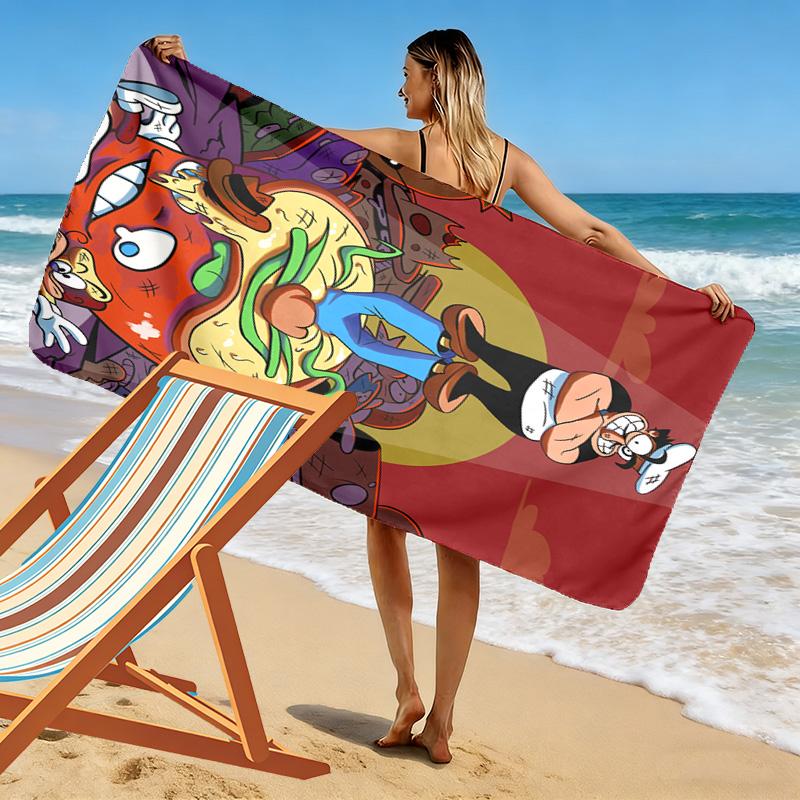 Louis Cartoon Character 2D Flat Print Beach Towel, Large Soft Quick Dry Towel for Beach Camping SwimmingSSTJ0917410