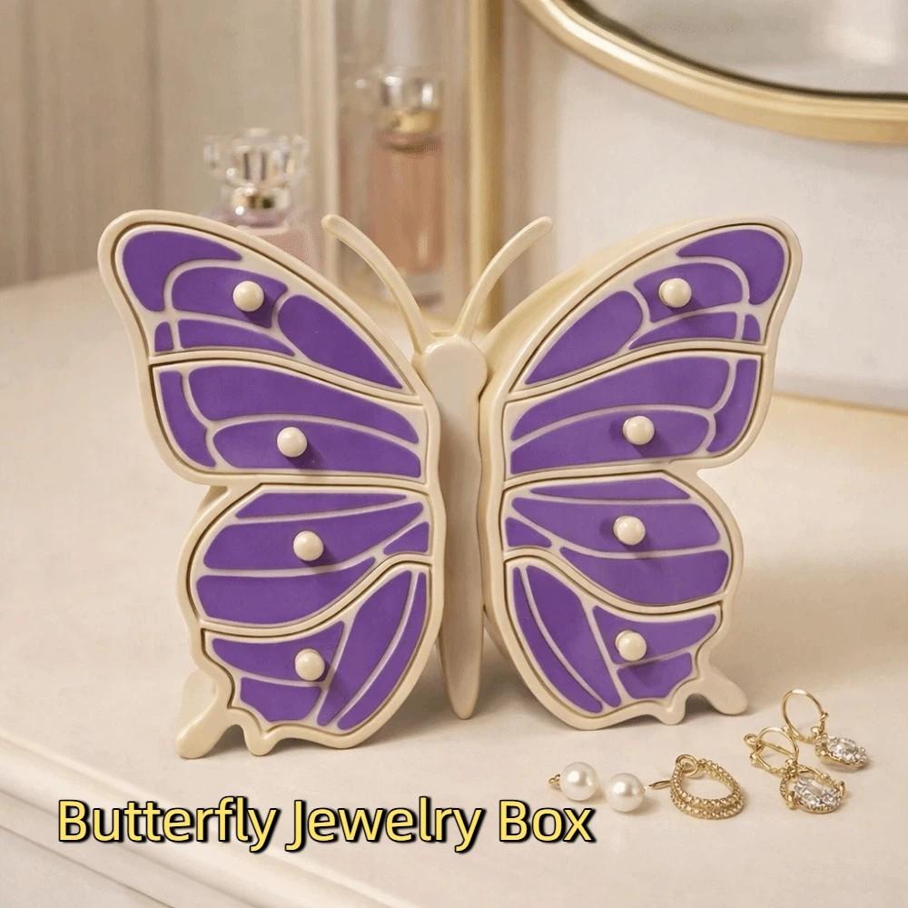 Large Capacity Butterfly Jewelry Box Space Saving Dust-proof Multi-Drawer Storage Case Decorative Plastic Trinket Box Rings