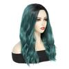 Highlight dark green High Quality Synthetic Long Curly Hair Fashion New Big Wave Mid-point Wig Women's Wig