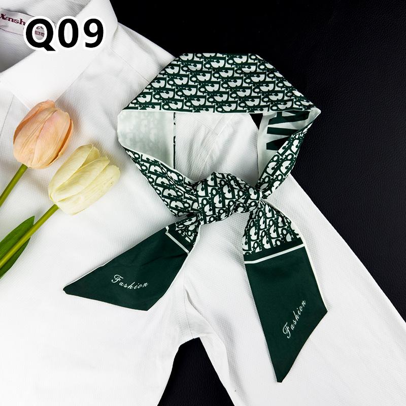 New Long Versatile Silk Scarf Tied Hair Band Bow Letter Floral Streamer Tied Bag Gift Small Silk Scarf