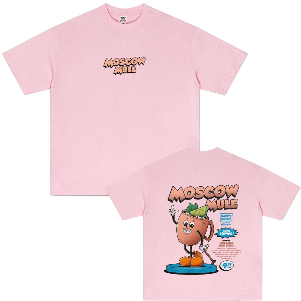 Moscow Mule Cocktail Lover Funny Meme T-shirt Men Women Clothing Casual Oversized Short Sleeve Tees Men's Cotton Vintage T Shirt