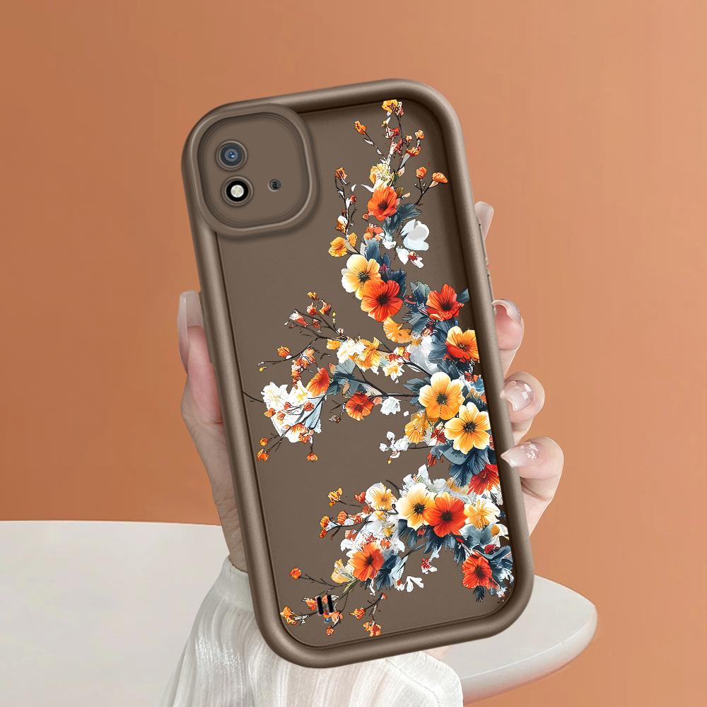 Soft Silicone Square Ladder Printing Pattern Phone Casing Full Cover Camera Shockproof Protection Rubber Case for OPPO Realme