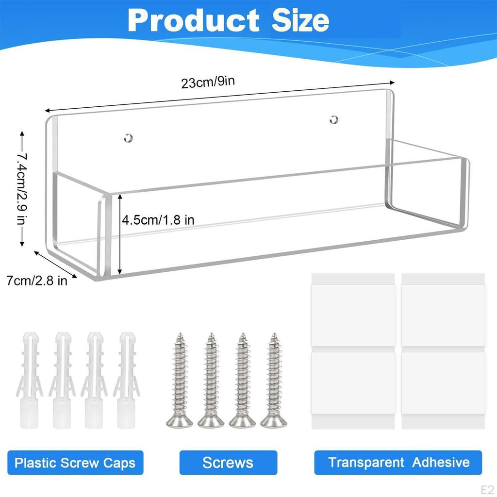 2 Pieces Holder Organizers Storage Racks Space Saving Versatile Acrylic Shelf Wall Mounted for