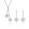 European-American Fashion Zircon Necklace & Earrings Set - Five-Petal Flower Design
