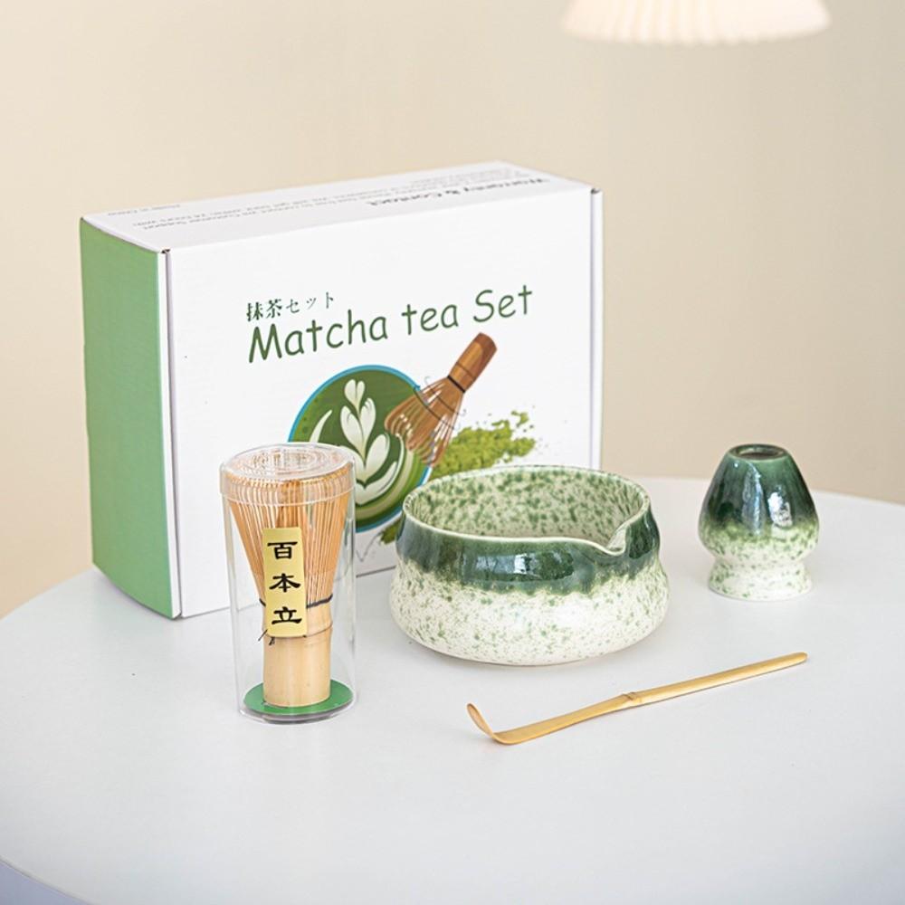 Matcha Spoon 4-piece Matcha Bowl Set Bamboo Ceramic Tea Set Accessories Ceramic Japanese Matcha Tea Set Tea-Making Tools