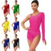 Dámský gymnastický dres Asymetrické rameno Třpytivé kamínky Střapec třásně Body na krasobruslení Latinskoamerické taneční oblečení
