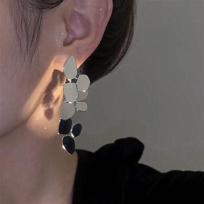 Long Exaggerated Hanging Earrings For Women Multi-Layers Irregular Metal Piece Pendants Drop Earrings