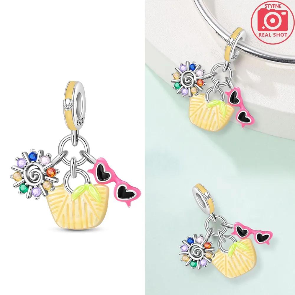 Summer Cocktail Pendant Copper Colors Charm Beads Fit Original Charms Bracelet Beads For Women Jewelry Making Gifts