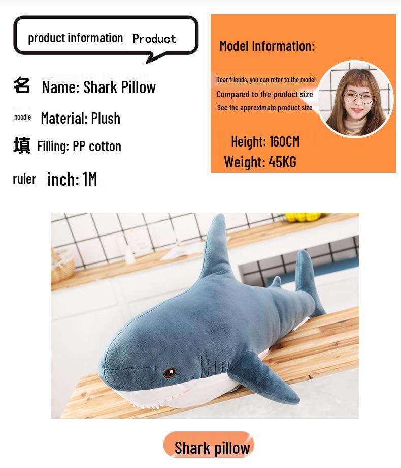 YiKA Awoo Shark Plush Toy Pillow Doll for Girls