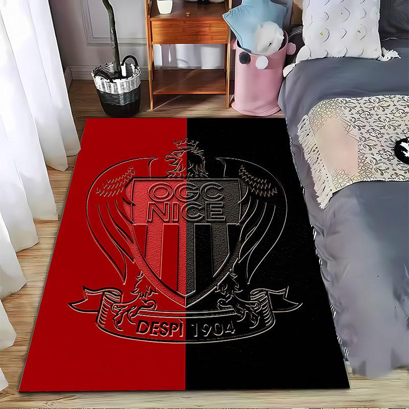 Red and Black OGC Nice Crest suitable as a non-slip mat for the living room or bedroom sofa