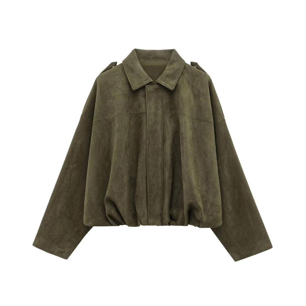 TAOP&ZA Women's Spring Suede Textured Bomber Jacket 4344155