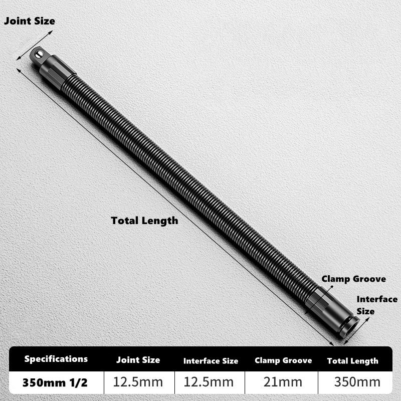 Flexible Socket Ratchet Wrench Extension Bar Auto Repair Tool 1/2Inch Driver Flexible Socket Extension Bar Wrench Extension Rod 350mm