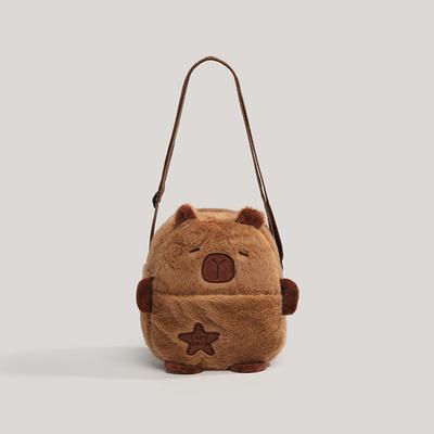 Kapibara Mini Bag Women's 2025 New Fashionable and Cute Cartoon Plush Mobile Phone Bag Walking Messenger Bag