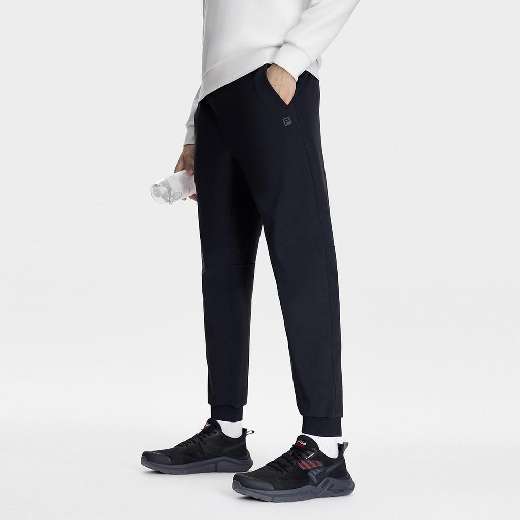 FILA Solid Color Cuffed Casual Knit Sports Pants Men bottoms Deep-Black A11M341612FBK