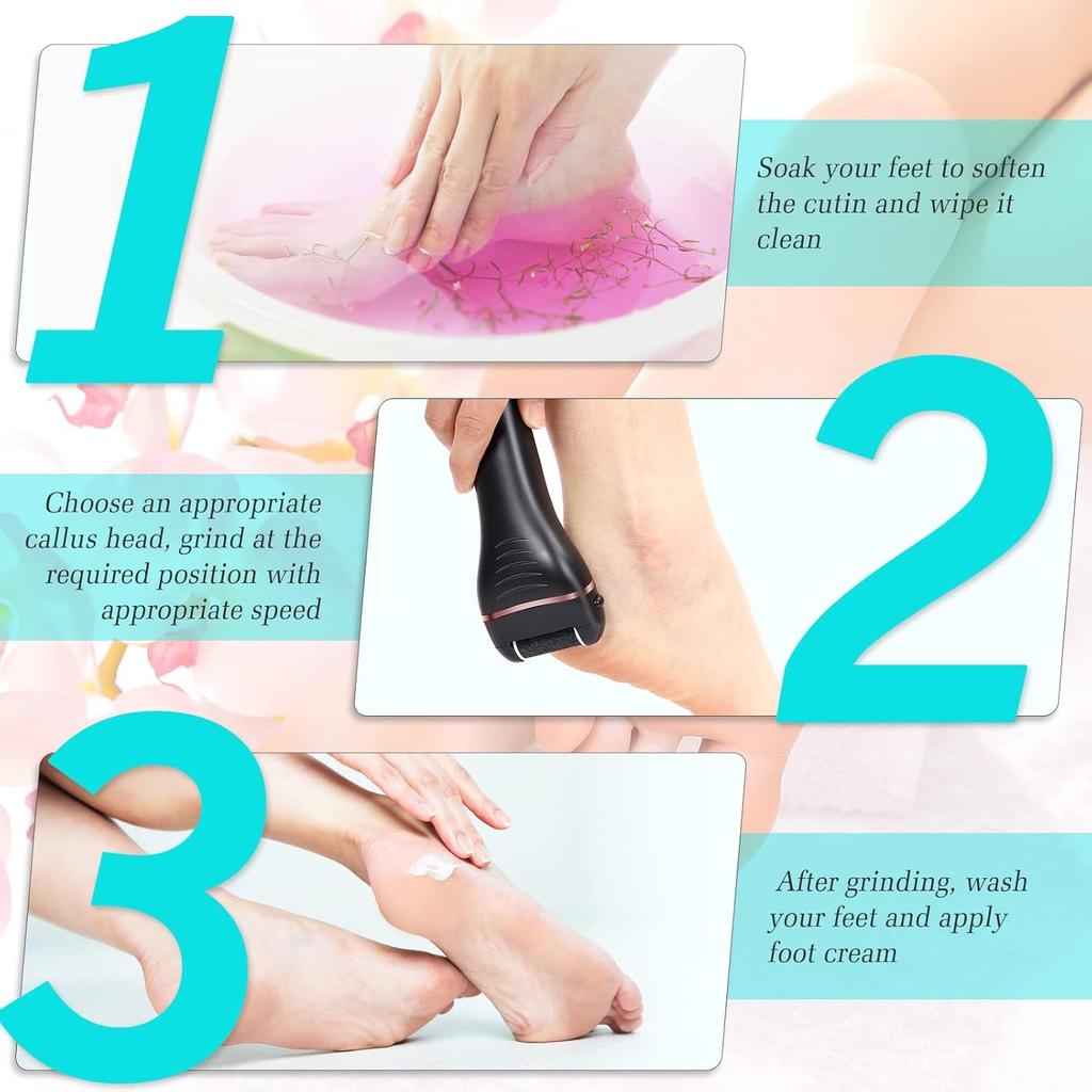 Remover for Feet, 2 Speed Electric Foot File, Rechargeable Foot Scrubber Pedicure kit for Cracked Heels and Dead