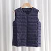 Women's Out-of-Season Korean Down Jacket - Slim Fit, Round Neck, Mid-Length, Zippered Winter Vest