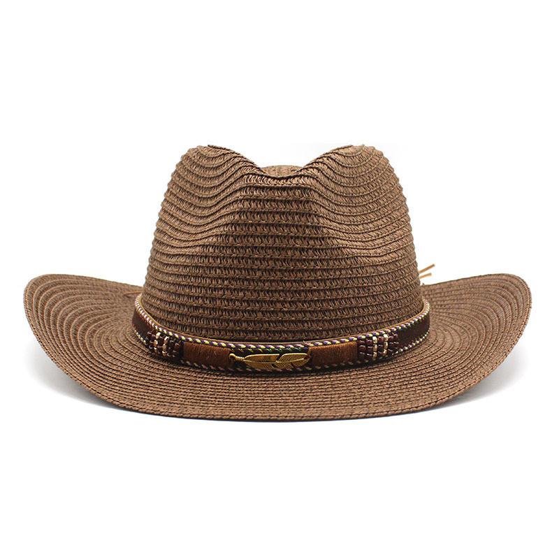 Western Cowboy Straw Hat Sun Protection Wide Brim Gift For Men And Women