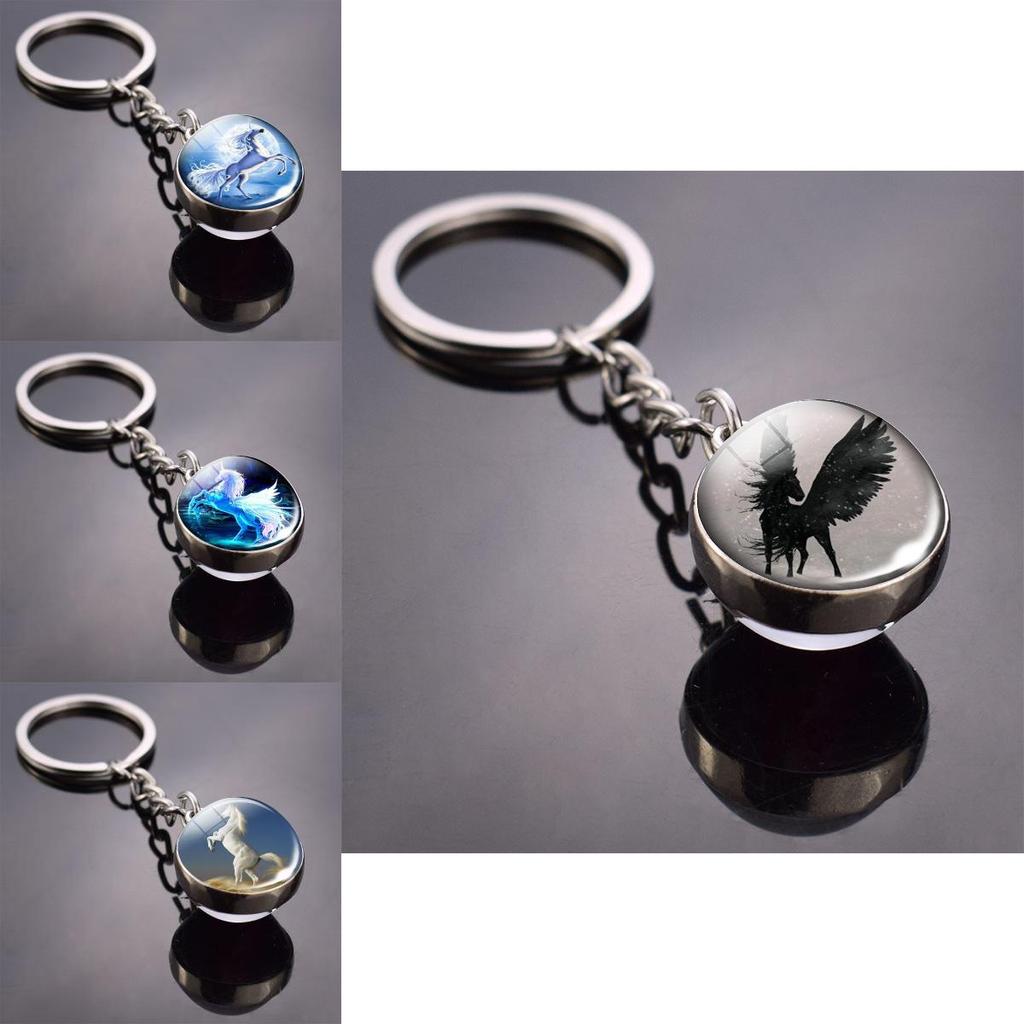 Unicorn Pattern Jewelry With Round Zinc Alloy Glass Charm For Gift And Daily Wear