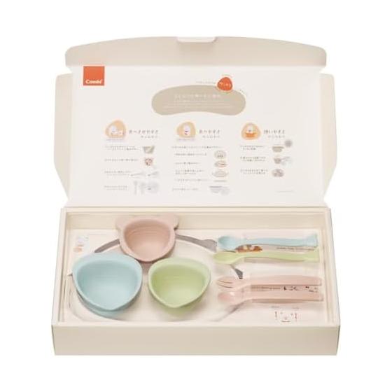 Combi Baby Tableware Paku! Enjoy triangular tableware set Bloom for preparing for a birth or celebrating! 8-piece set [Released in November 2025]