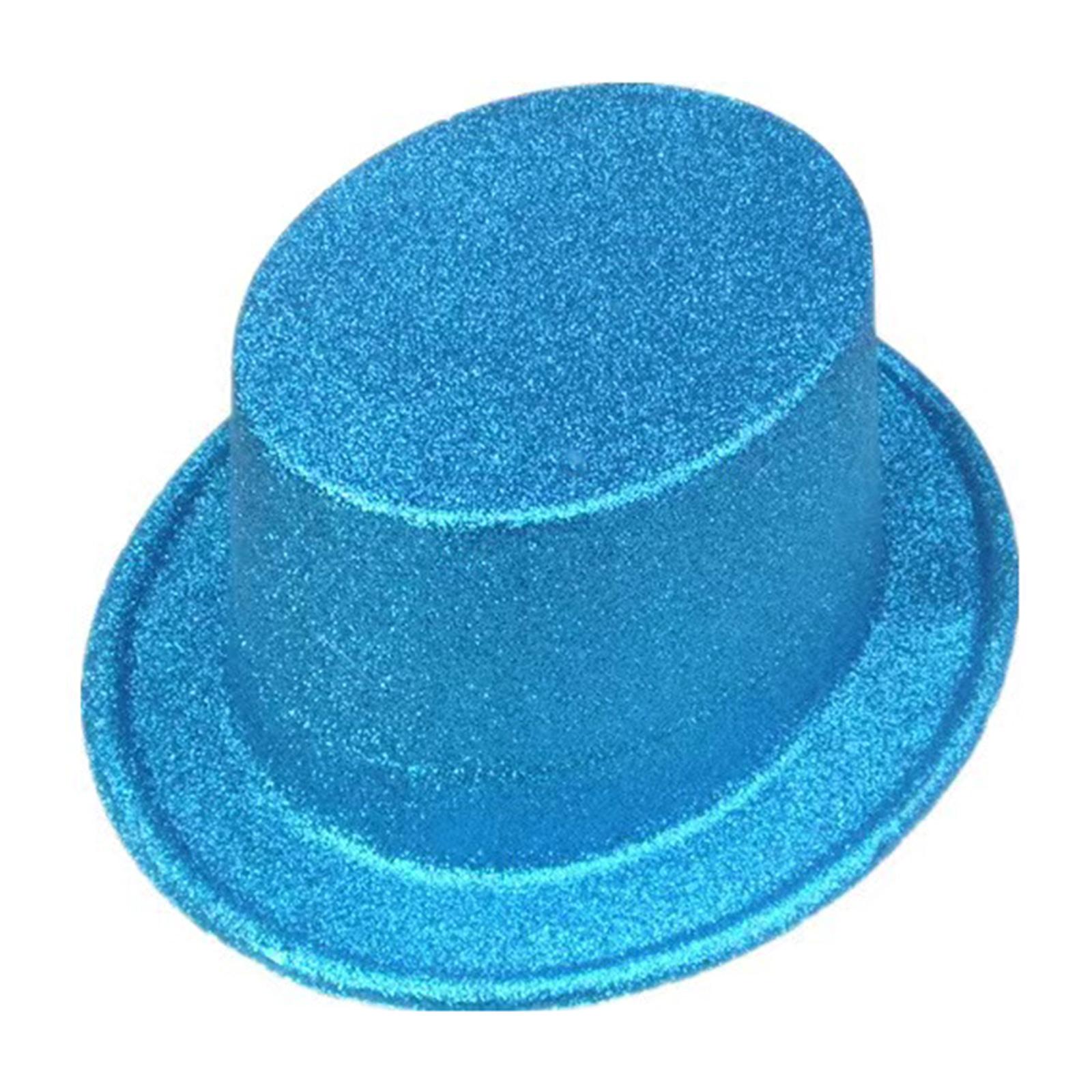 

Glitter Magician Hat Party Top Hat Cowboy Fedora Hat Cosplay Costume Christmas Party Sparkly Head Cover for Adult Kids небо синє кольору