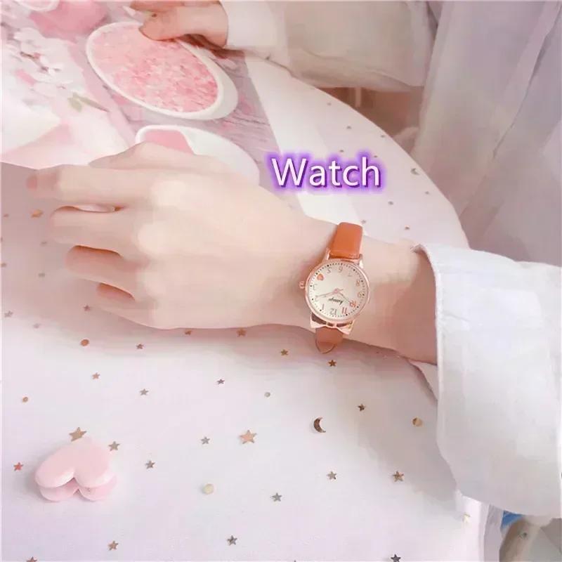 

2025 Fashion Kids Love Digital Dial Children Set Watch Leather Strap Quartz Watches Kid Girls Clock Children s Watch + Bracelet коричневий