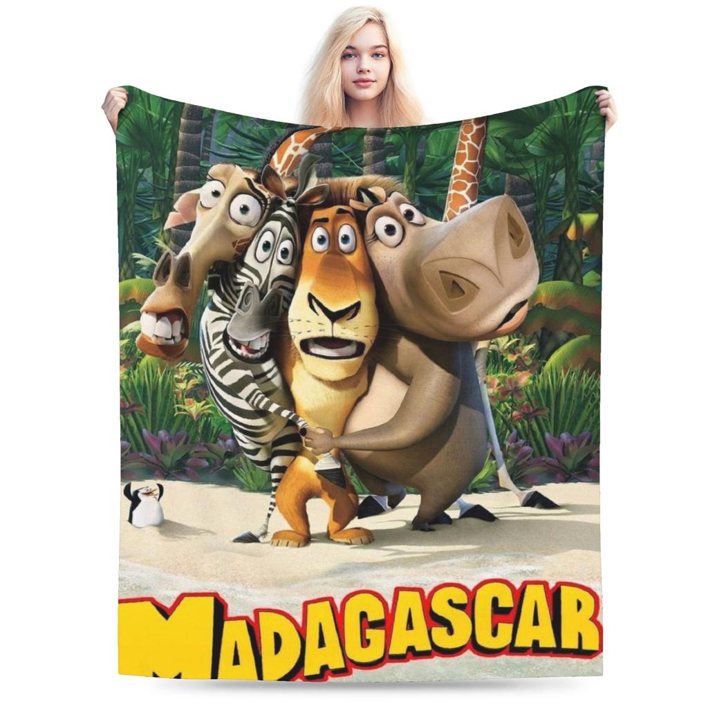 Pingwiny z Madagaskaru Merch Kocie Miękki Polarowy Koc Piknikowy Wygodne Narzuty