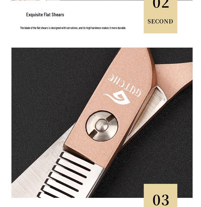 Rose Gold 6.5" Double Tail Pet Grooming Scissors with Curved Tip & Straight Tooth for Cats & Dogs.