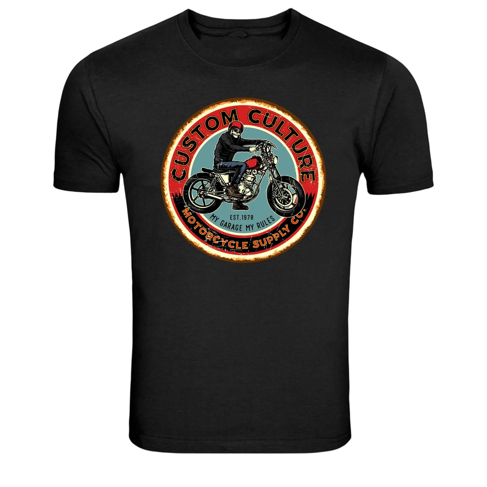 Custom Culture Motorcycle Rider Vintage Biker Garage T-Shirt M