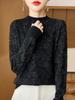 Dark Floral Half-High Collar Sweater for Women - Autumn/Winter Knitwear, Versatile Stylish Base Layer Top