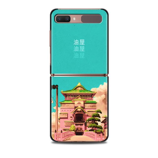 Studio Ghibli Spirited Totoro pouzdro na smartphone pro Samsung Galaxy Z Flip 3 5g zadní pouzdro na počítač Hard Capa Shell Hard Cover Fundas